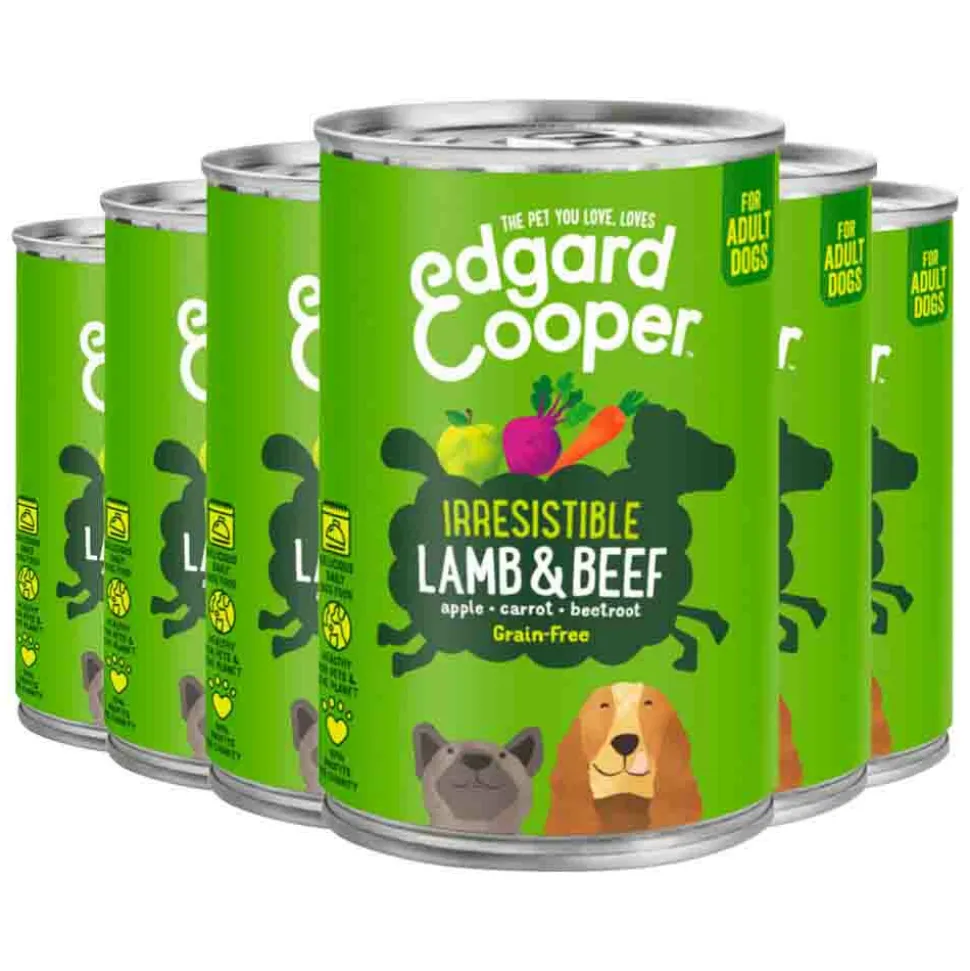 6x Edgard & Cooper Blik Vers Vlees Hondenvoer Lam - Rund 400 gr