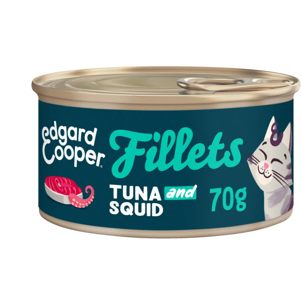 24x Edgard & Cooper Kattenvoer Fillets Tonijn - Inktvis 70 gr