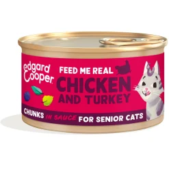 18x Edgard & Cooper Kattenvoer Senior Chunks Kip - Kalkoen 85 gr