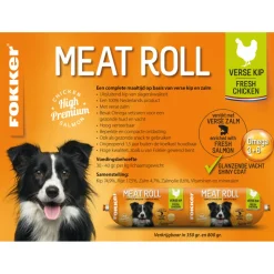 10x Fokker Meat Roll Hondenvoer Nat Kip - Zalm 800 gr