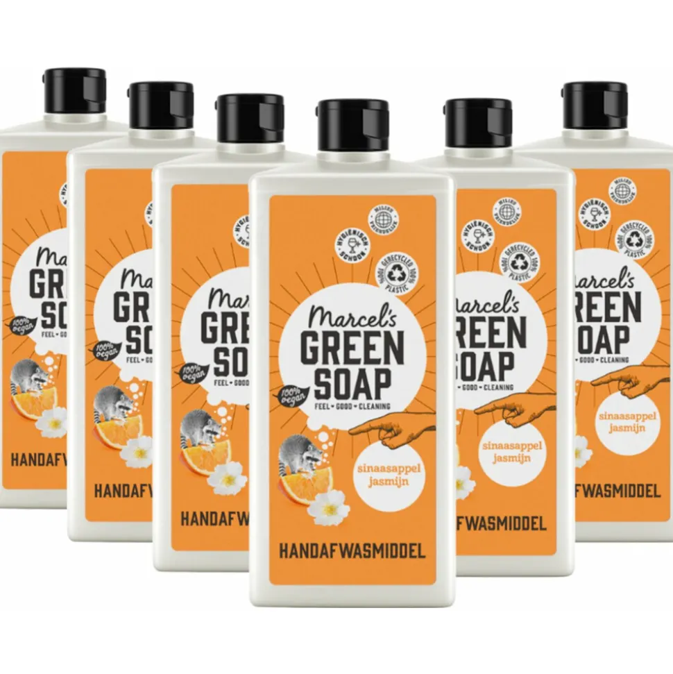 6x Marcel's Green Soap Afwasmiddel Sinaasappel & Jasmijn 500 ml