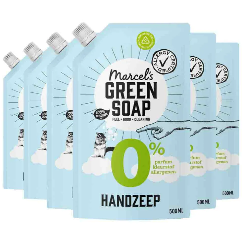 6x Marcel's Green Soap Handzeep 0% Navulling 500 ml