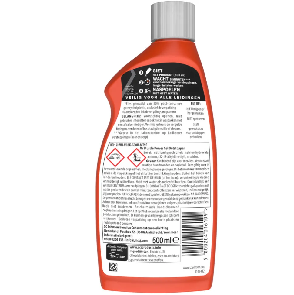 6x Mr. Muscle Power Gel Ontstopper 500 ml
