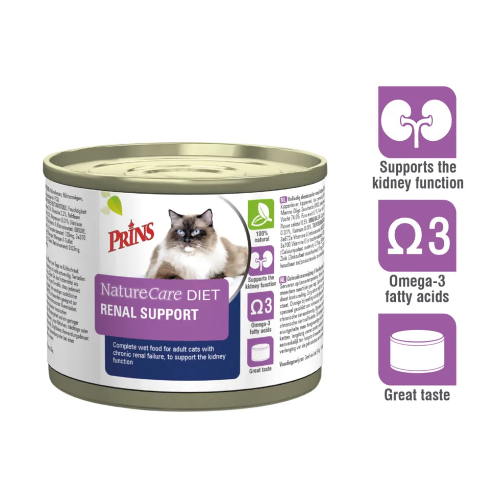 6x Prins NatureCare Diet Kattenvoer Nat Renal Support 200 gr