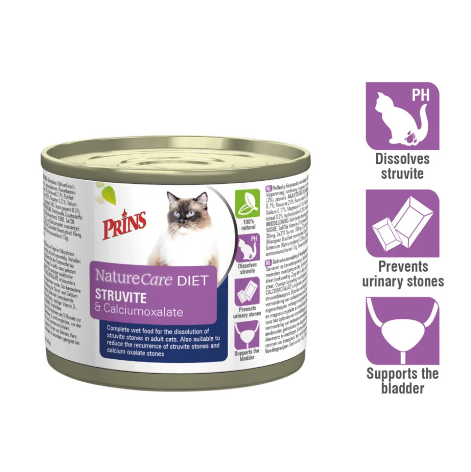 6x Prins NatureCare Diet Kattenvoer Nat Struvite & Calciumoxalate 200 gr