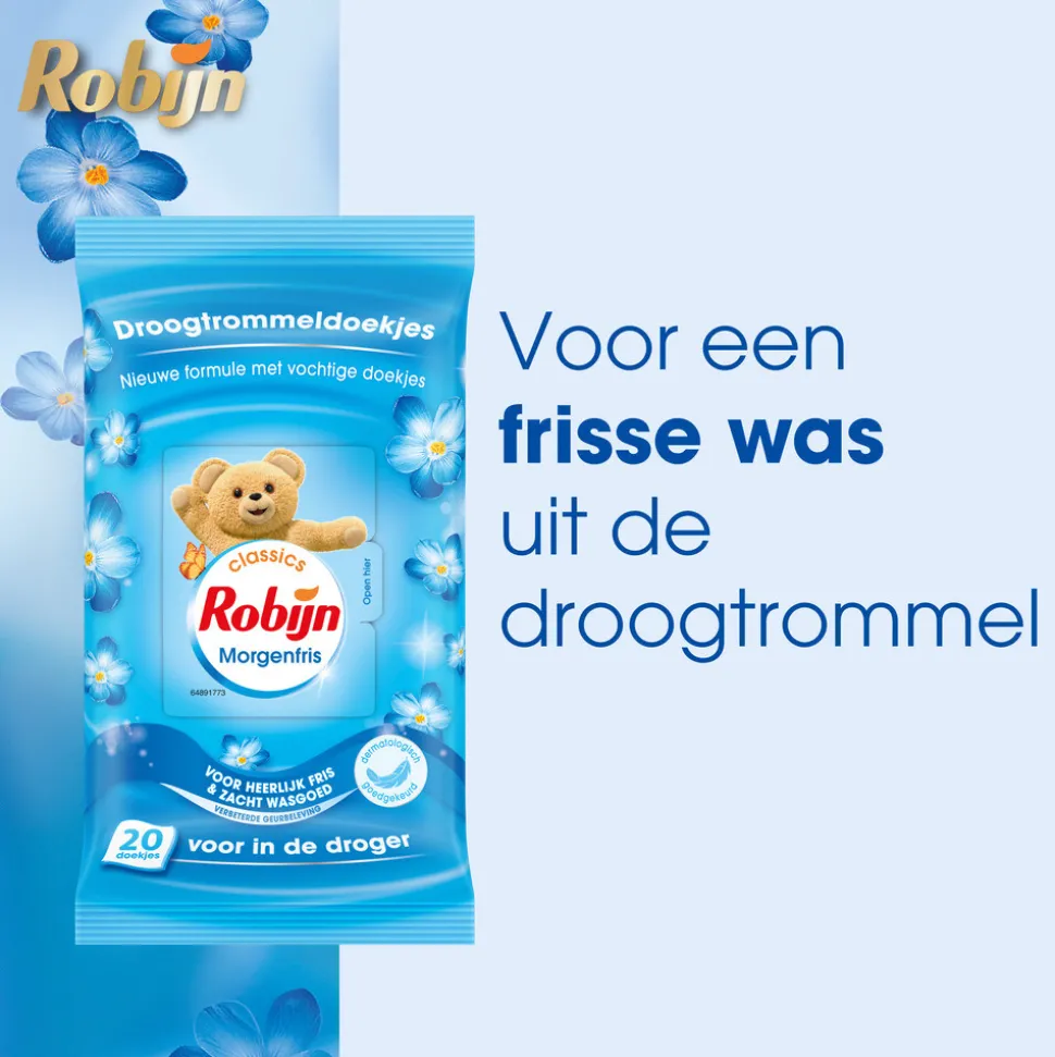 6x Robijn Droogtrommeldoekjes Morgenfris 20 stuks