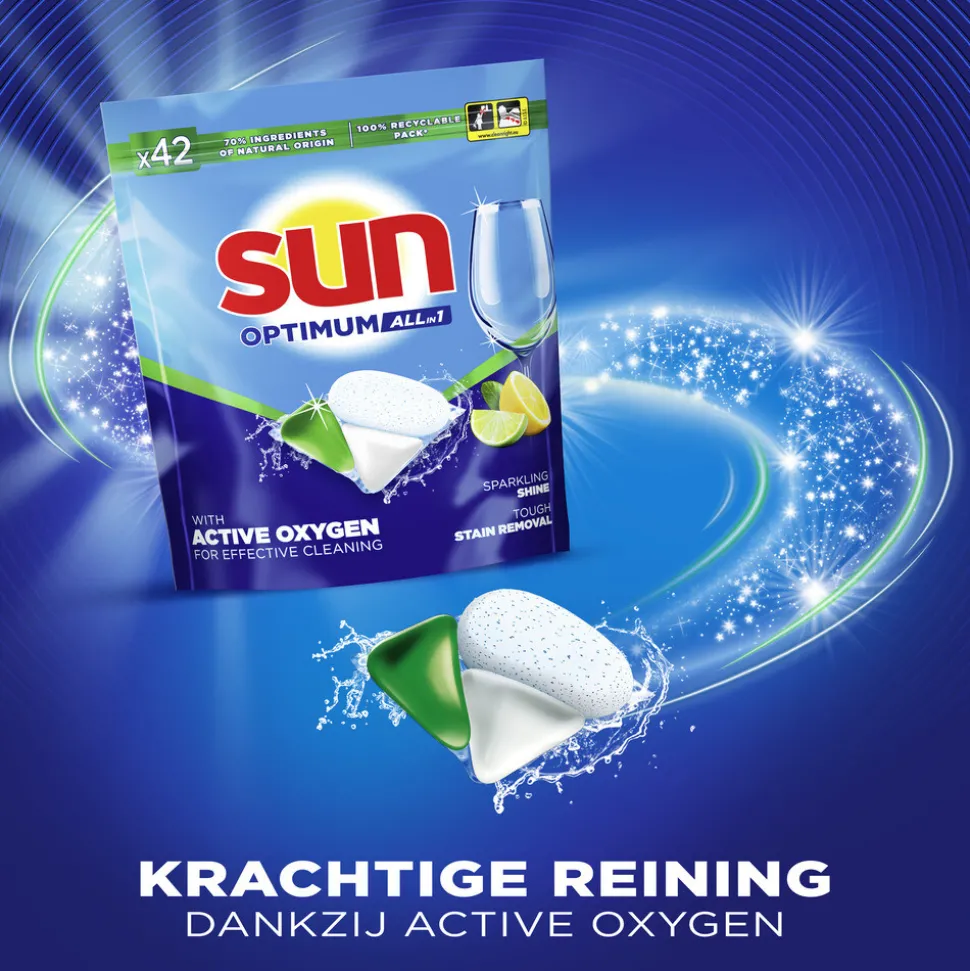 6x Sun Vaatwascapsules Optimum All-in-1 Citroen 42 stuks