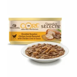 24x Wellness Core Kattenvoer Signature Selects Shredded Kip - Kippenlever 79 gr
