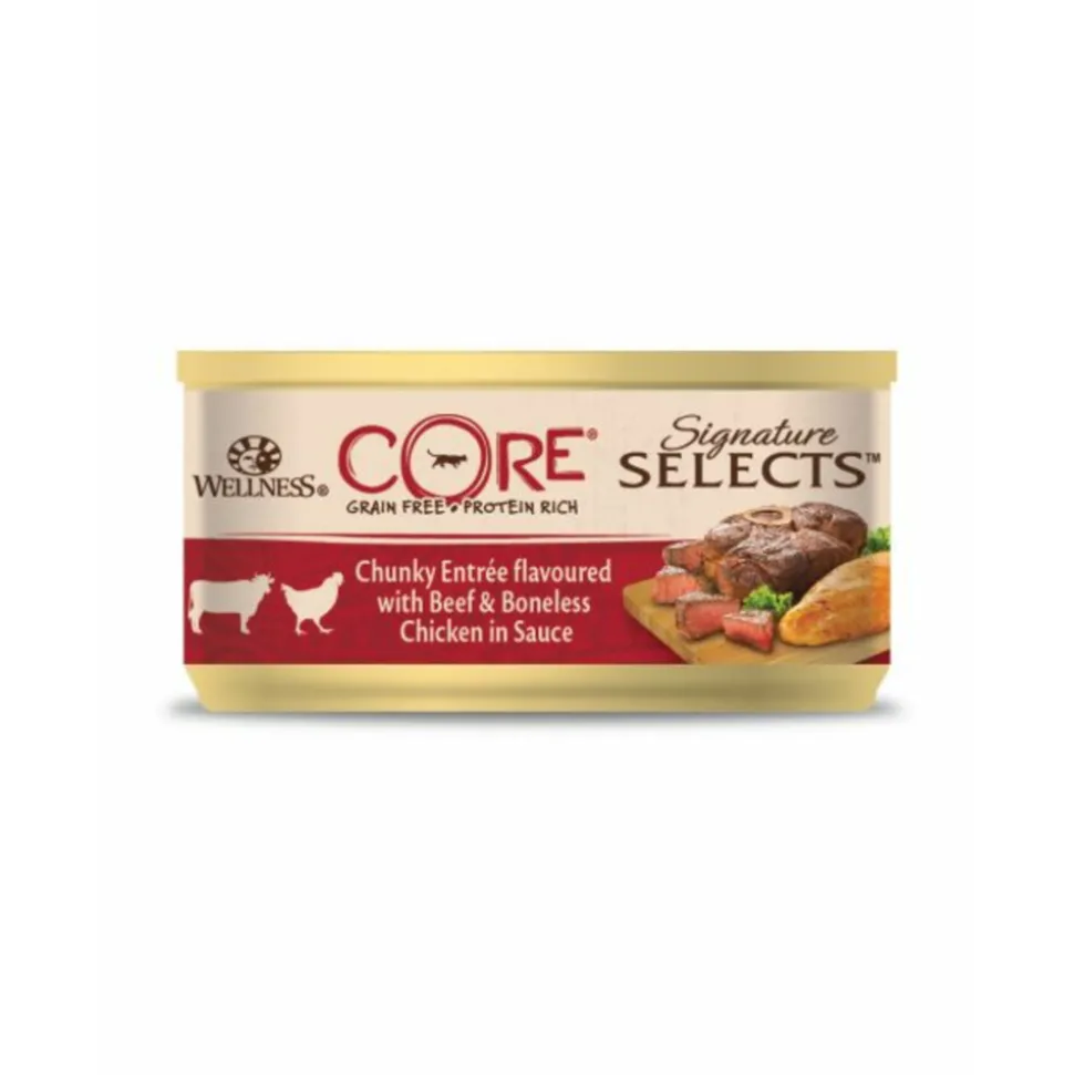 24x Wellness Core Kattenvoer Signature Selects Chunky Kip - Rund 79 gr