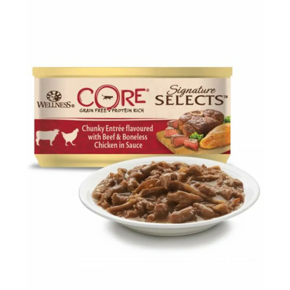 24x Wellness Core Kattenvoer Signature Selects Chunky Kip - Rund 79 gr