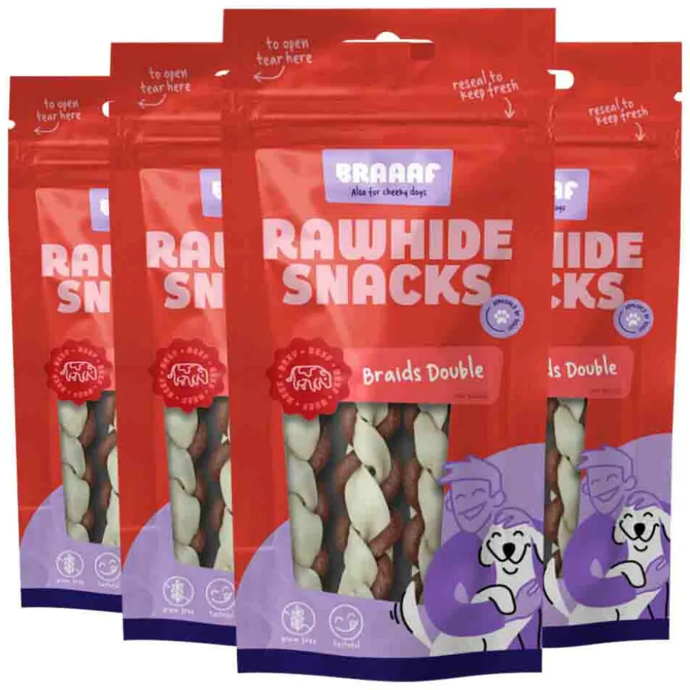 4x Braaaf Twister Double Hondensnack 12 cm 60 gr