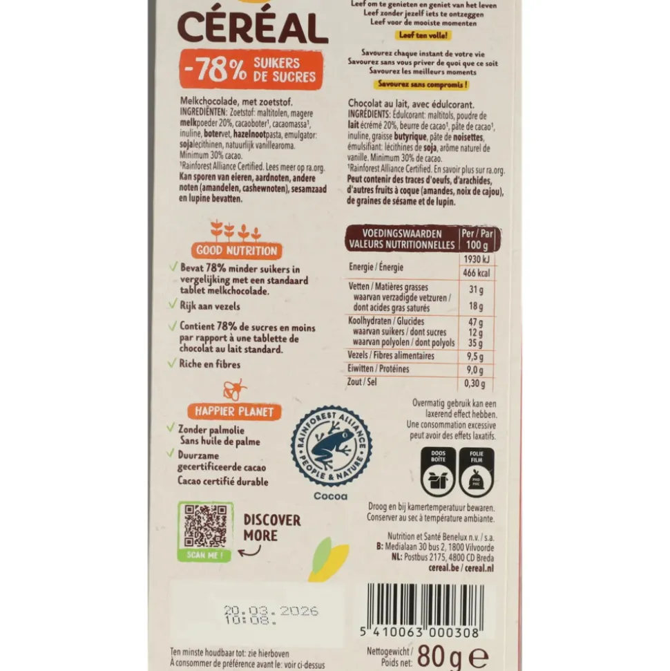 3x Céréal Chocoladetablet Melk 80 gr