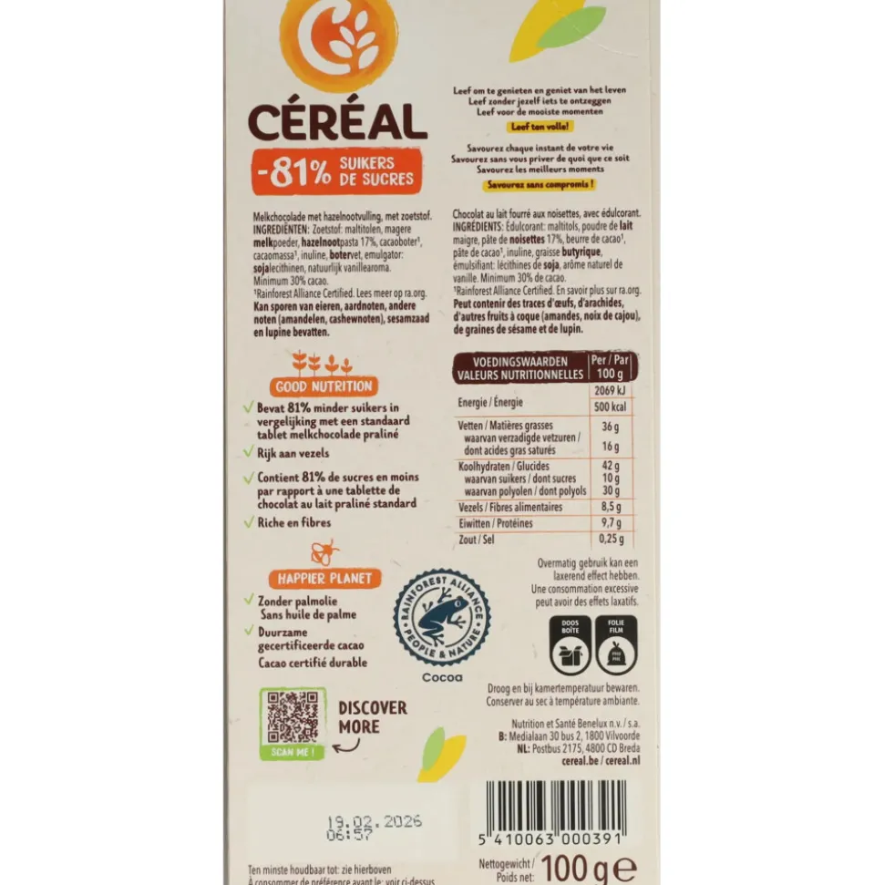 3x Céréal Chocoladetablet Praline 100 gr