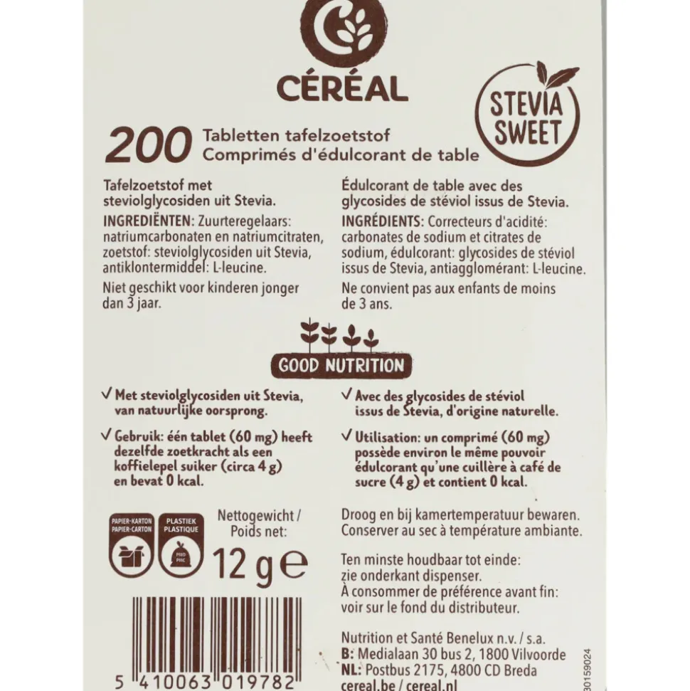 3x Céréal Stevia Sweet 200 tabletten