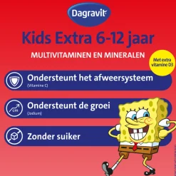 2x Dagravit Multivitamine Kids Extra 6-12 Jaar Spongebob 60 kauwtabletten