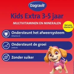 2x Dagravit Multivitamine Kids Extra 3-5 Jaar Paw Patrol 60 Kauwtabletten