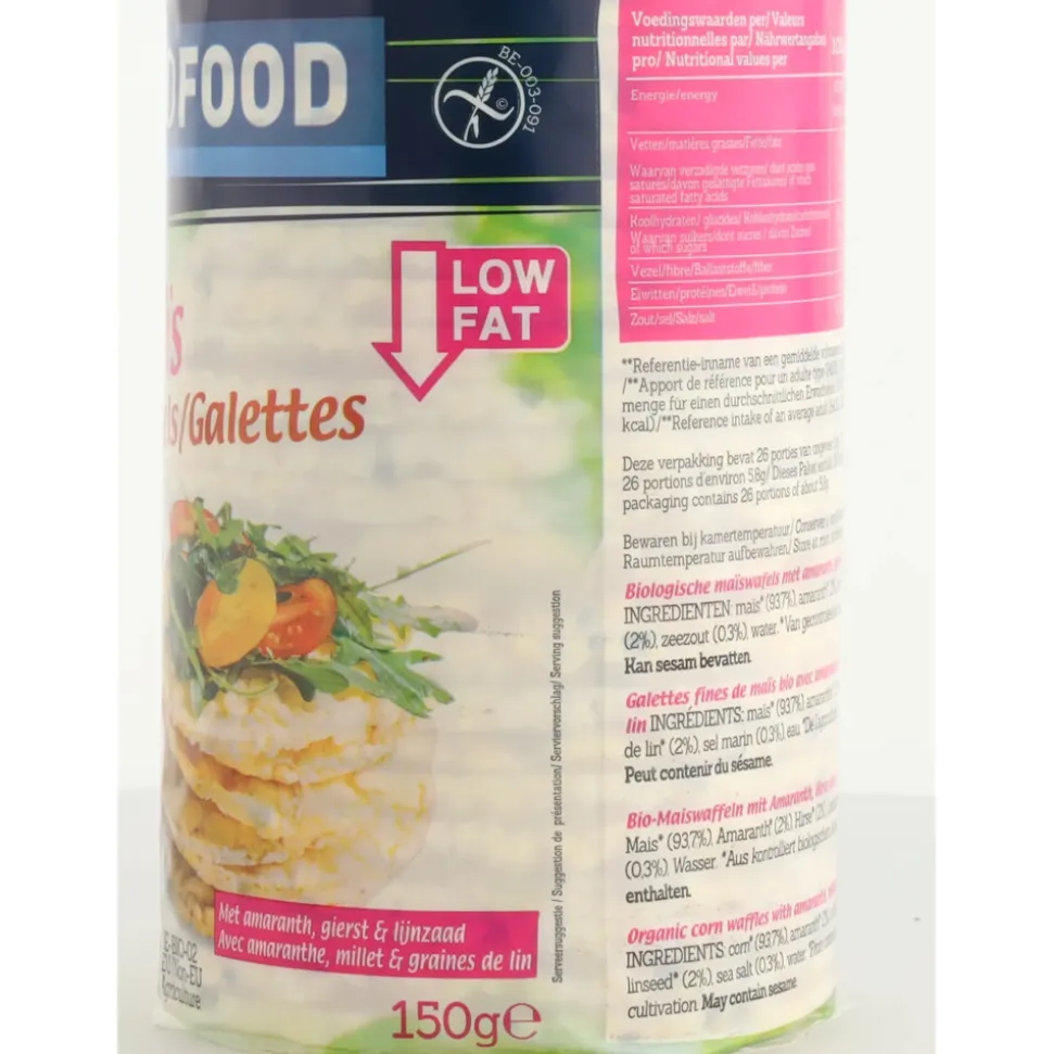 3x Damhert Biofood Maiswafels Met Lijnzaad BIO 150 gr