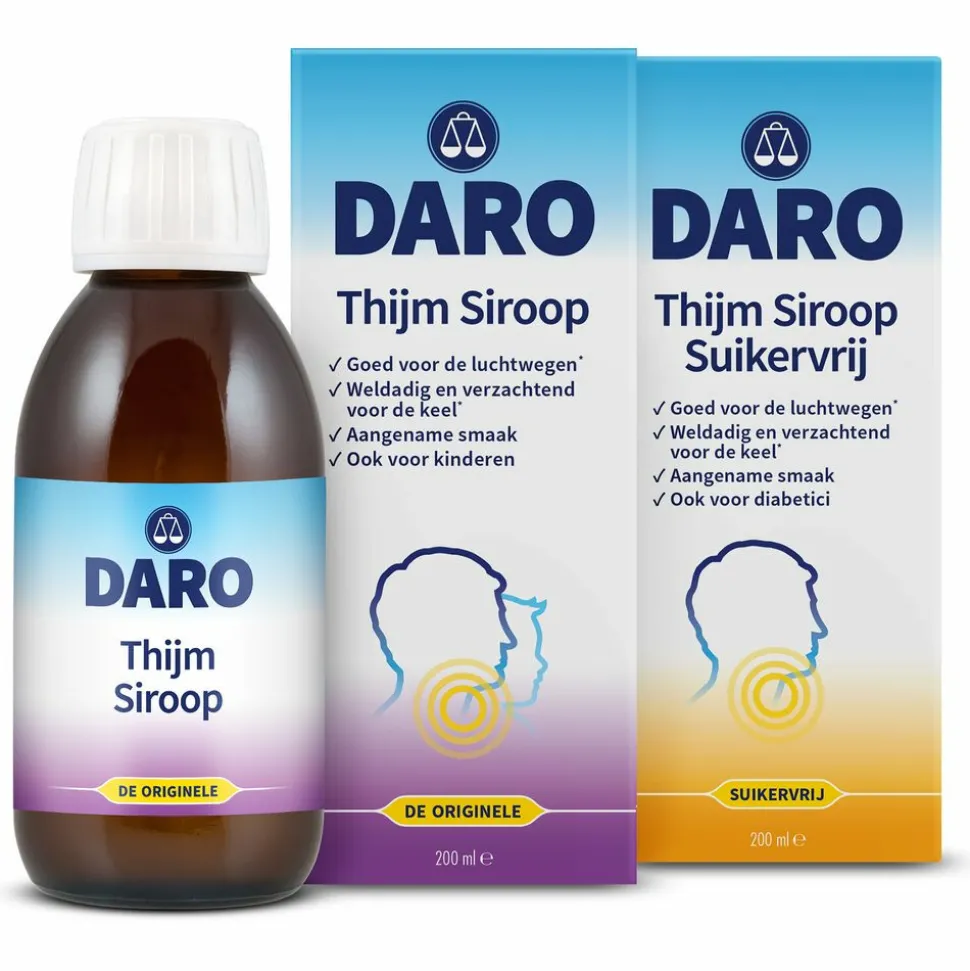 2x Daro Thijmsiroop Suikervrij 200 ml