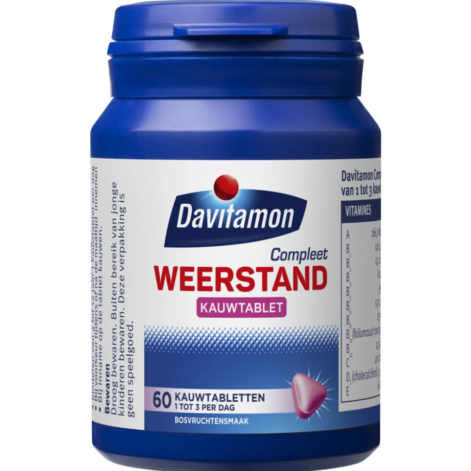 2x Davitamon Compleet Weerstand Hoog Gedoseerd Bosvruchten 50 kauwtabletten