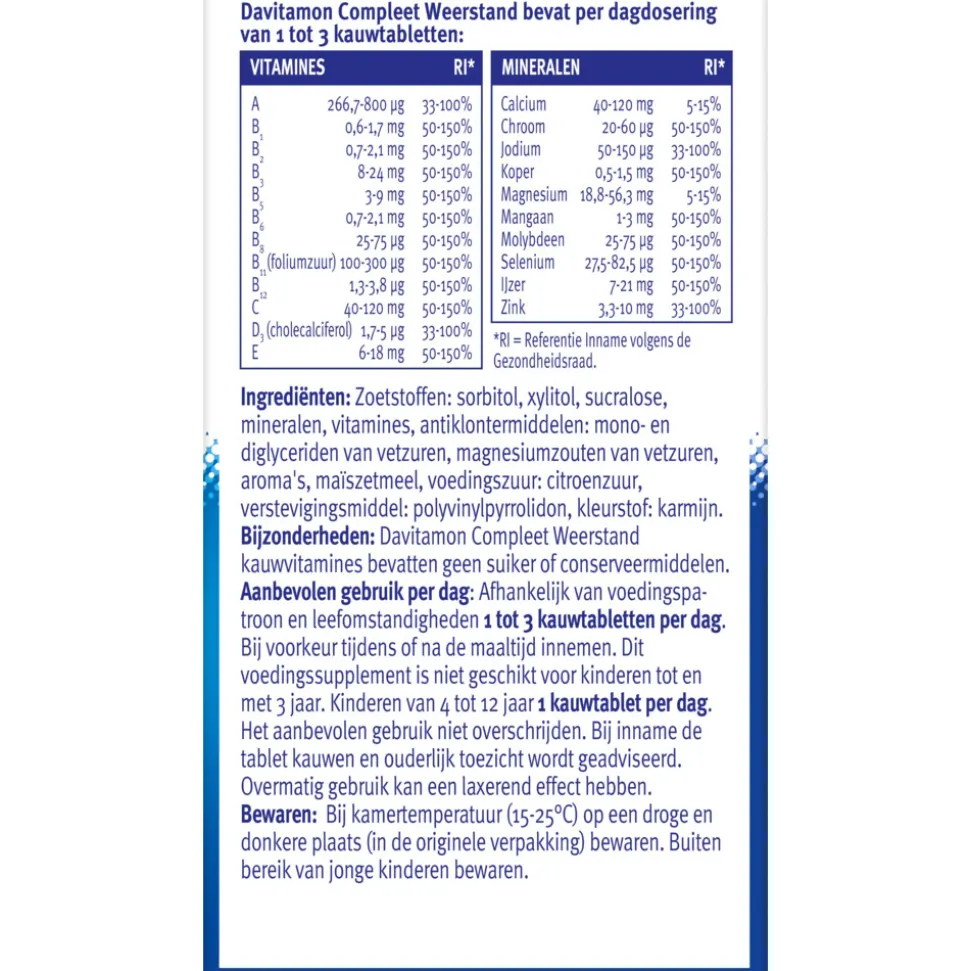 2x Davitamon Compleet Weerstand Hoog Gedoseerd Bosvruchten 50 kauwtabletten
