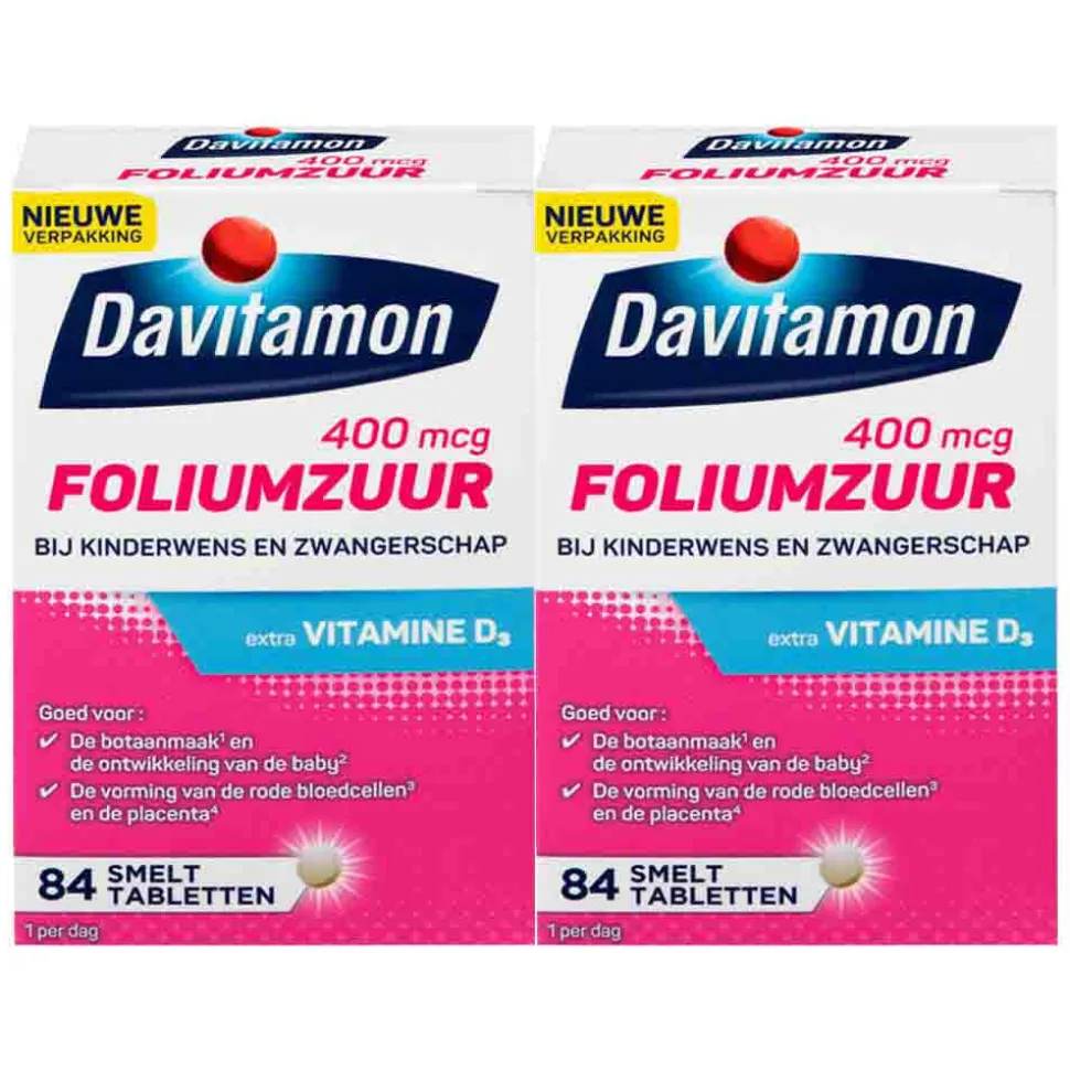 2x Davitamon Foliumzuur 84 smelttabletten