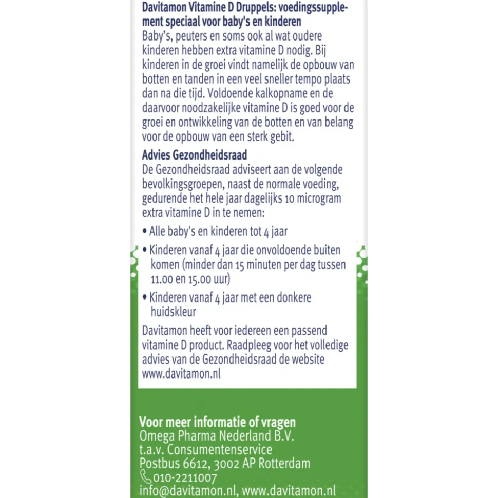 2x Davitamon Vitamine D Druppels 100% Natuurlijk 25 ml