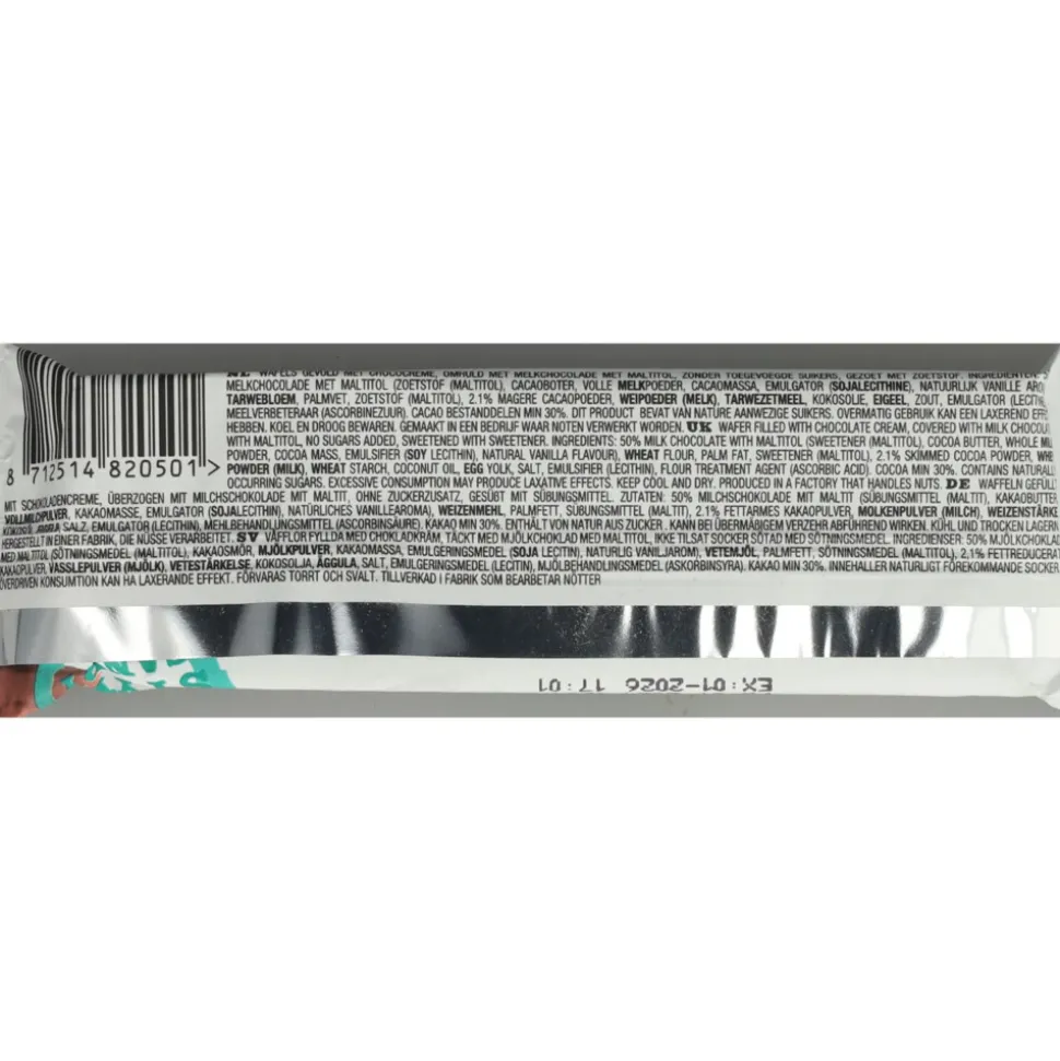 24x De bron Choc Wafer Suikervrij 40 gr