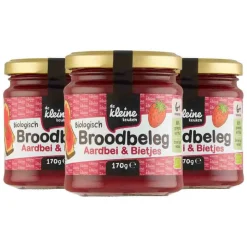 3x de Kleine Keuken Bio Aardbei en Biet Spread 170 gr