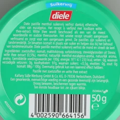 10x Diele Pastilles Menthol Suikervrij 50 gr