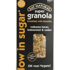 5x Eat natural Super Granola Laag in Suikers met Volkoren Haver, Kokosnoot & Zaden 425 gr