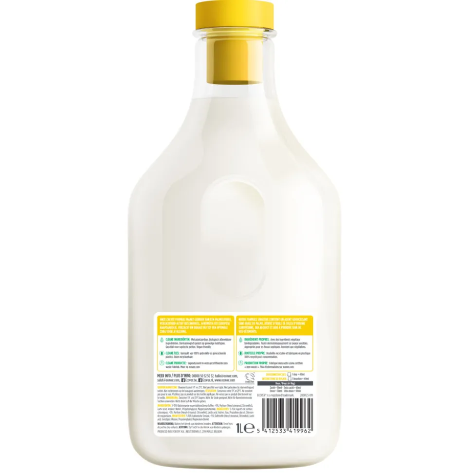 6x Ecover Wasverzachter Gardenia 33 Wasbeurten 1 liter