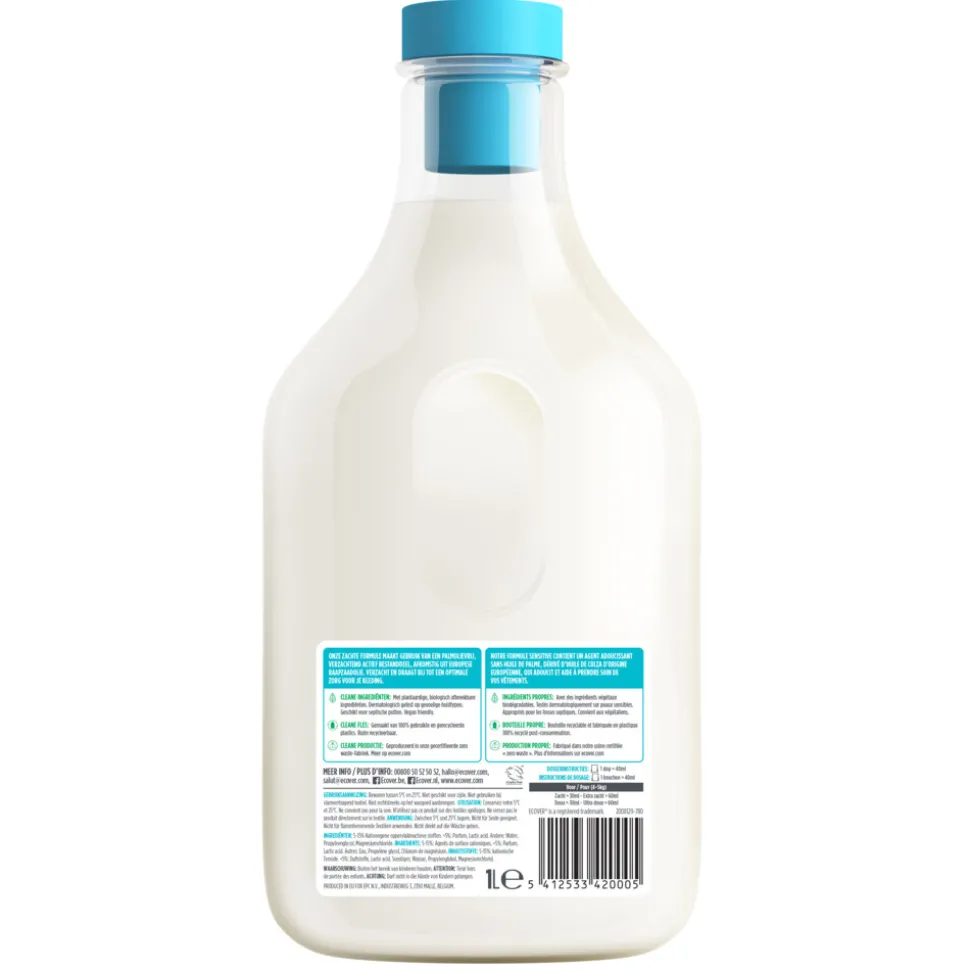 6x Ecover Wasverzachter Roos & Bergamot 33 Wasbeurten 1 liter