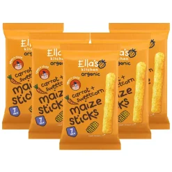 5x Ella's Kitchen Gepoft Smikkelstengels 7+ m Mais Wortel 16 gr