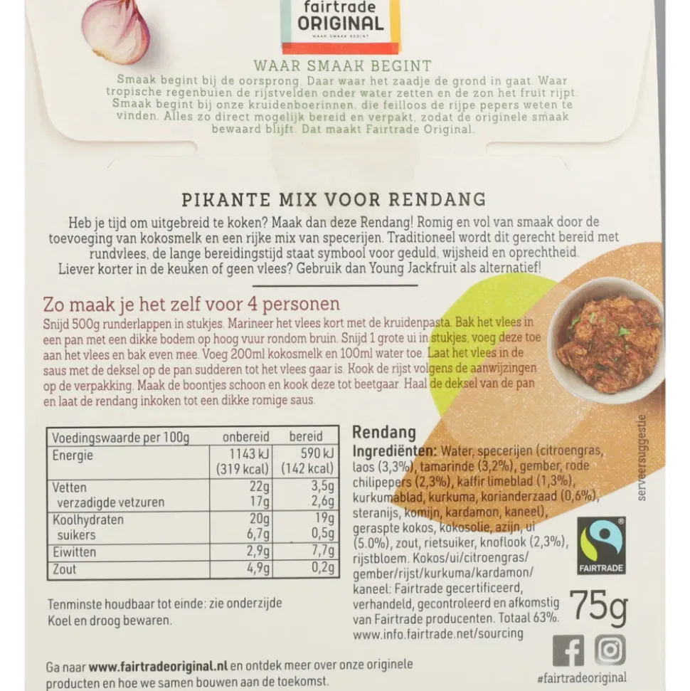 3x Fairtrade Original Boemboe Rendang 75 gr
