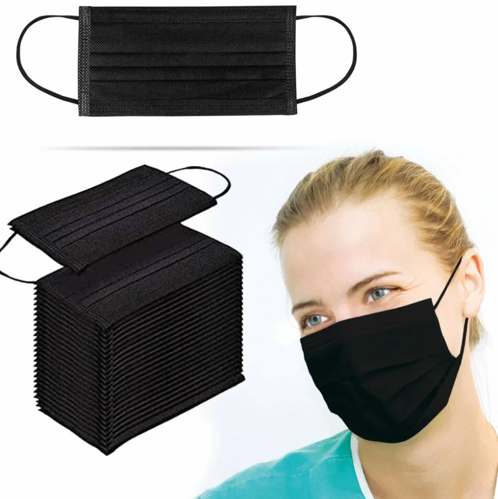 10x Fohwa Mondkapjes Zwart 50 stuks