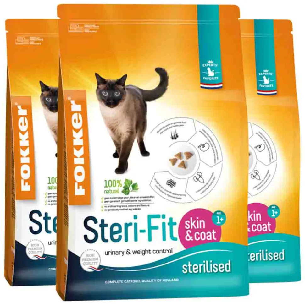3x Fokker Steri-Fit Kattenvoer Skin & Coat 2,5 kg