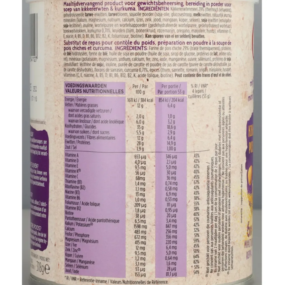 3x Gerlinea Maaltijdsoep Kikkererwten - Kurkuma 318 gr