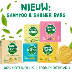6x Happy Earth 100% Natuurlijke Shower Bar Jasmine Ho Wood 90 gr