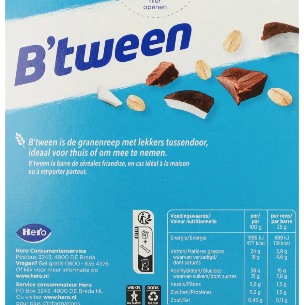 10x Hero B'tween Mueslireep Kokos 6x25 gr