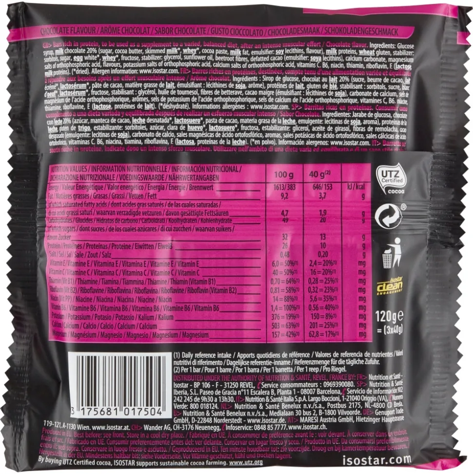 12x Isostar Reload Sportreep Chocolade 3 x 40 gr