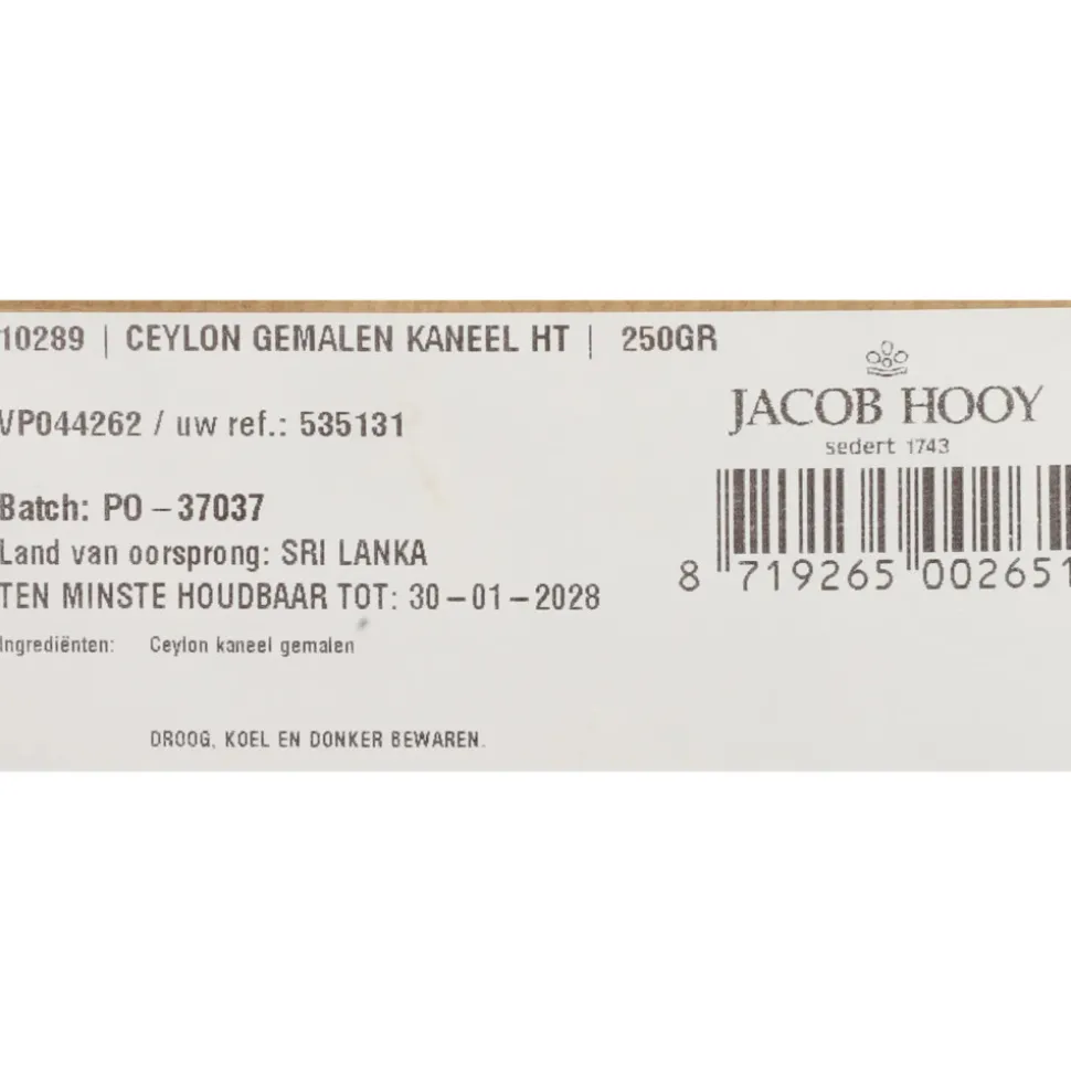3x Jacob Hooy Kaneel Ceylon Gemalen 250 gr