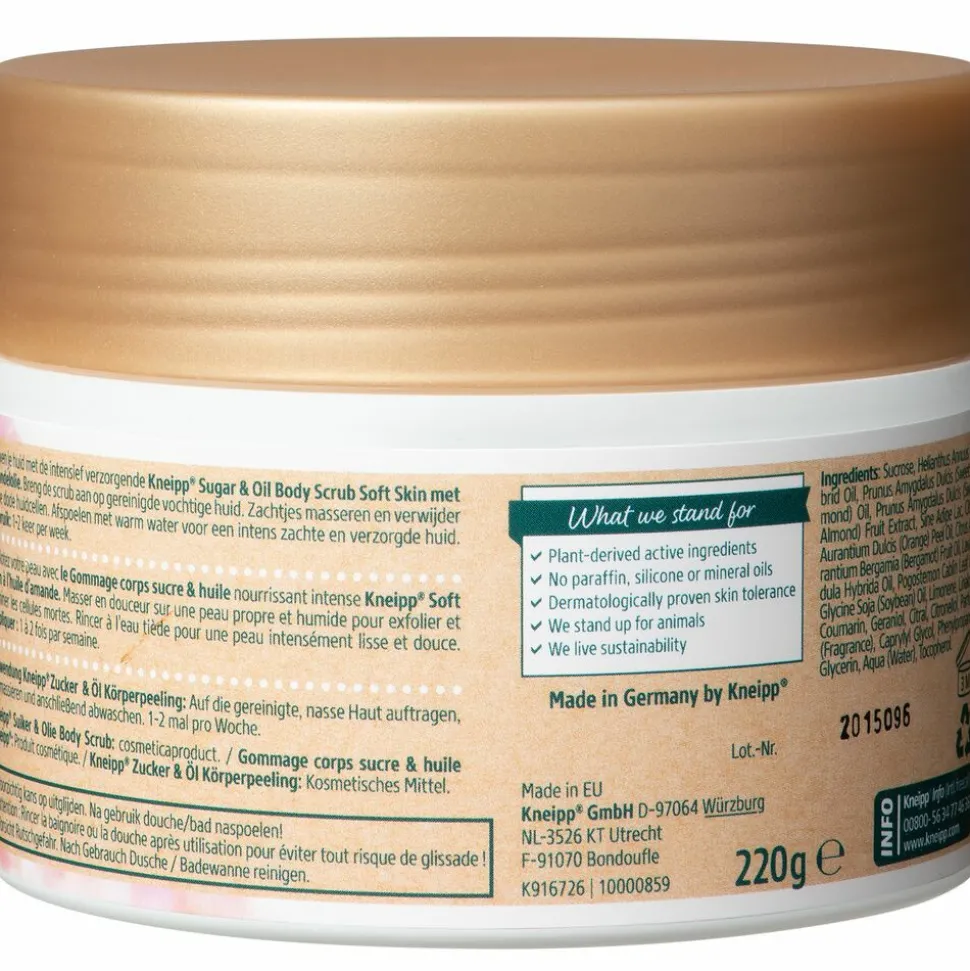 4x Kneipp Soft Skin Sugar Body Scrub Amandel 220 gr