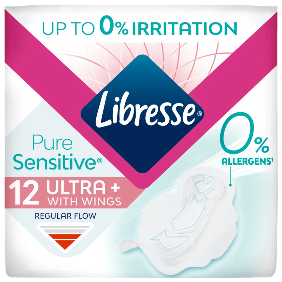 8x Libresse Pure Sensitive Ultra+ Maandverband met vleugels 12 stuks