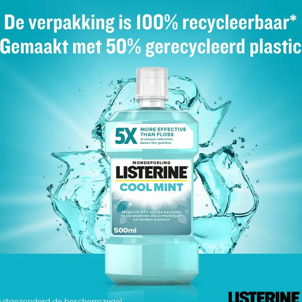 3x Listerine Mondwater Cool Mint 500 ml
