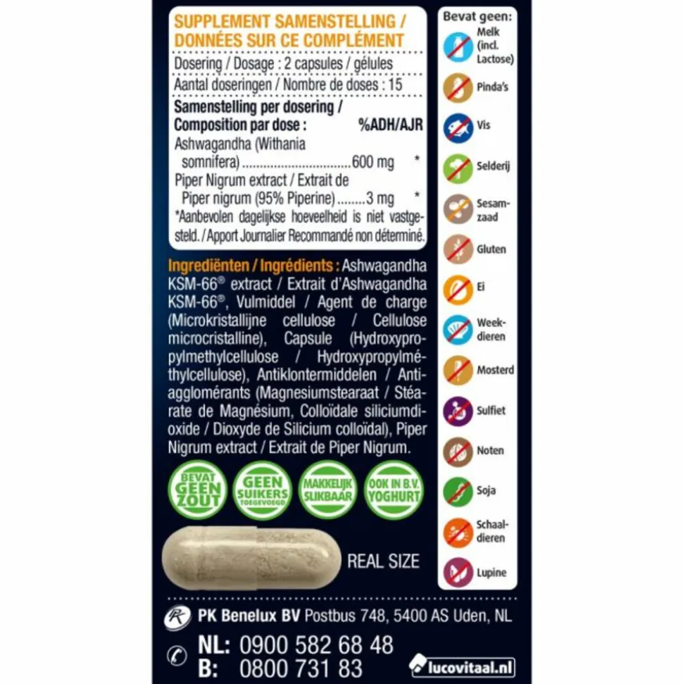 2x Lucovitaal Ashwagandha KSM-66 Super 30 capsules
