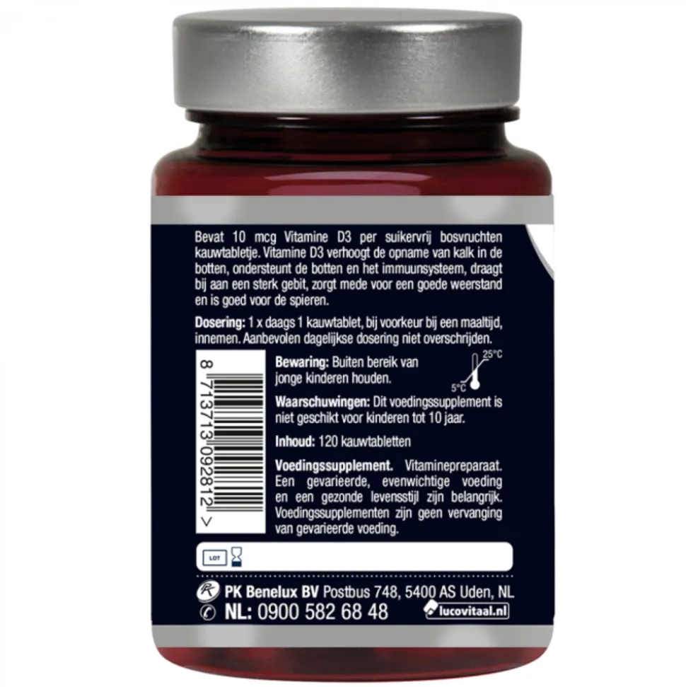 2x Lucovitaal D3 10 mcg (400Ie) Vitamine Vegan Kauwtabletten 60 kauwtabletten