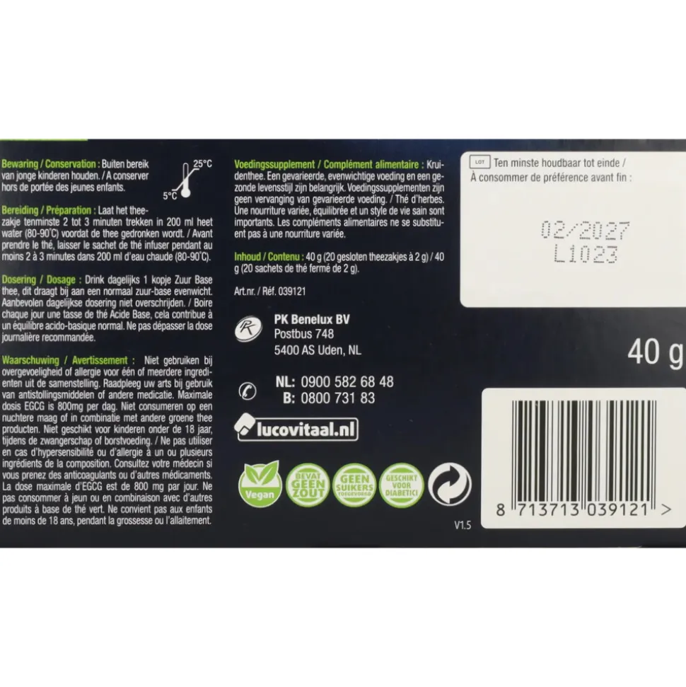 2x Lucovitaal Thee Zuur Base 20 stuks