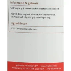 6x Mattisson Goji Bessen Droog 350 gr