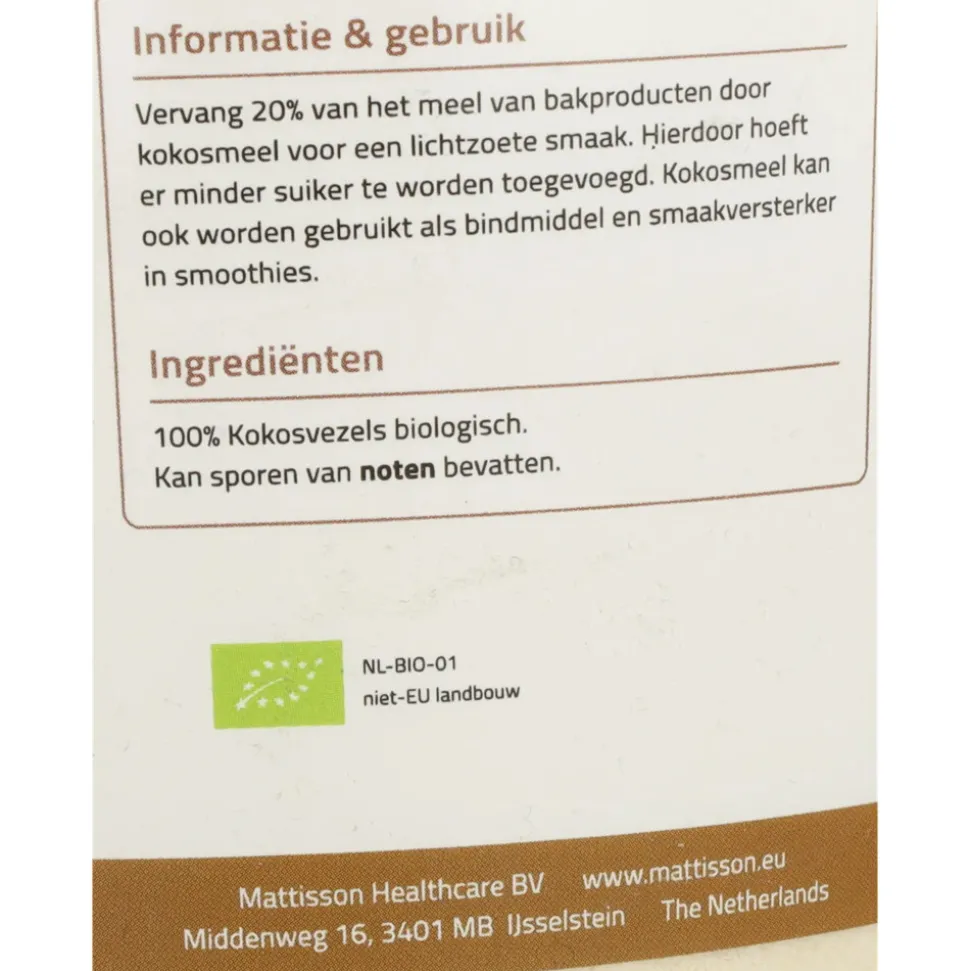 3x Mattisson Kokosmeel Bio 500 gr