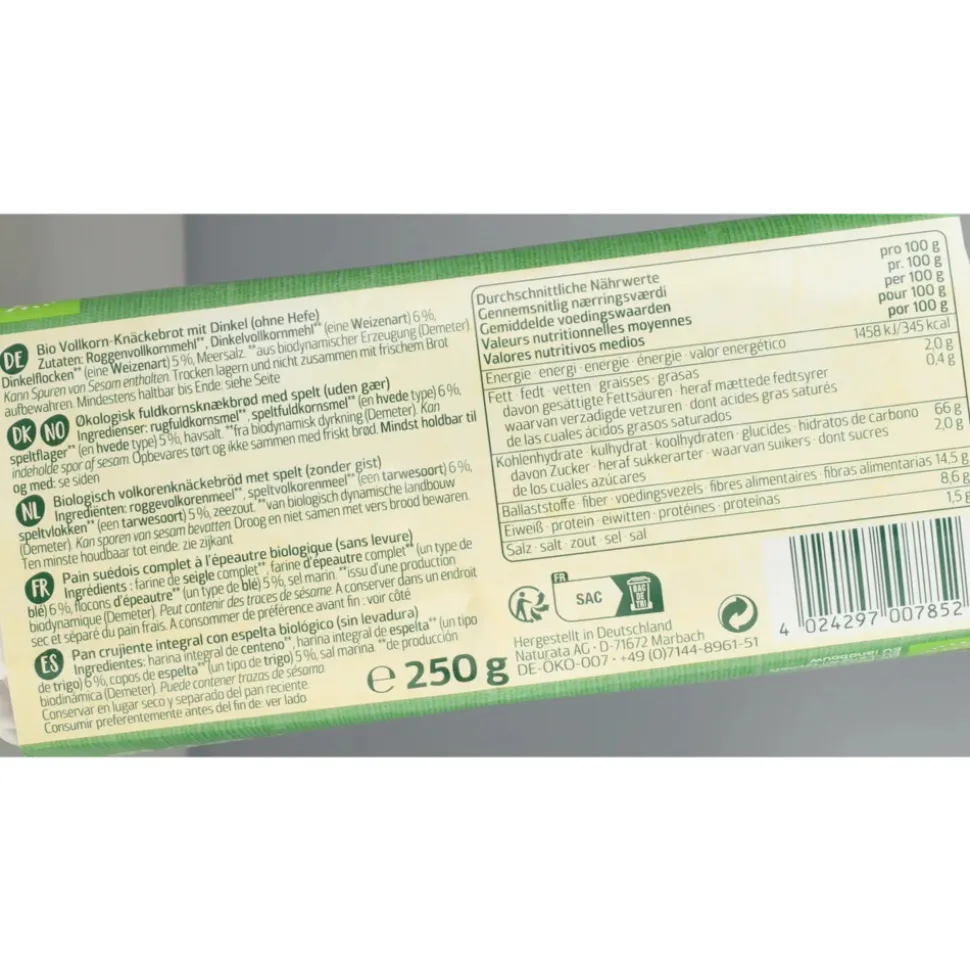 3x Naturata Knackebrod Spelt 250 gr